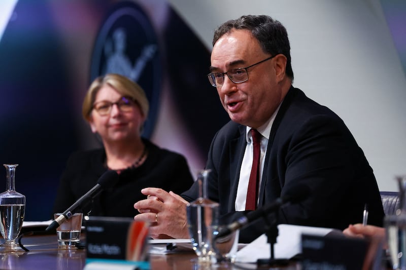 Andrew Bailey, governor of the Bank of England, and Sarah Breeden, deputy governor for financial stability