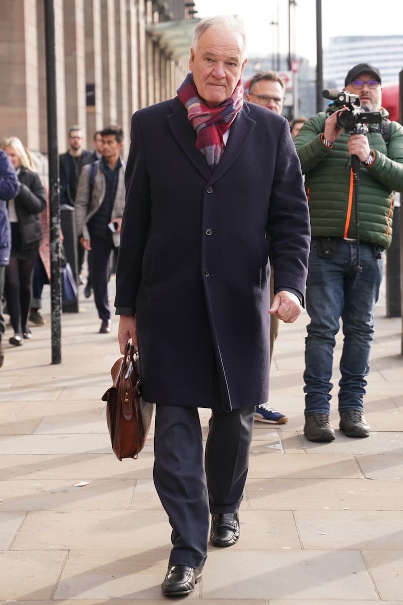 Former Post Office chairman Henry Staunton arrives at the Houses of Parliament in London to appear before the London Business and Trade Committee