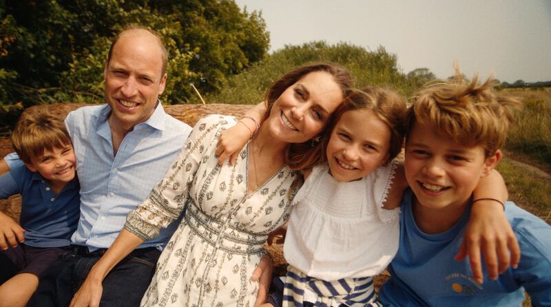 The Wales family embracing one another in the footage released by Kate