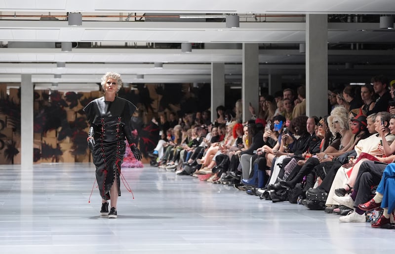 Dame Prue Leith on the catwalk during the Vin + Omi show