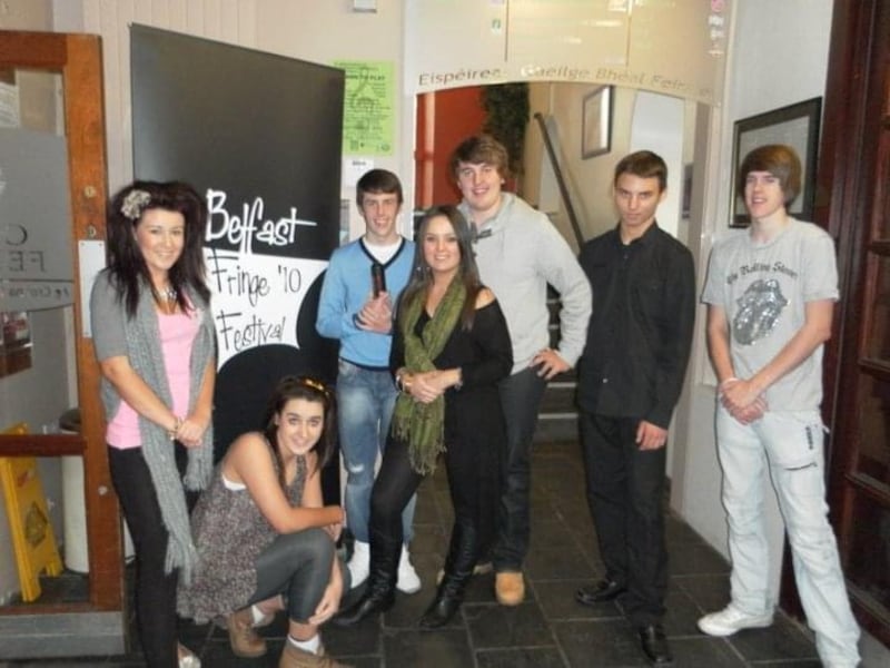 Brónagh Diamond with some young actors including National Film Award-winning Brendan Quinn in 2010