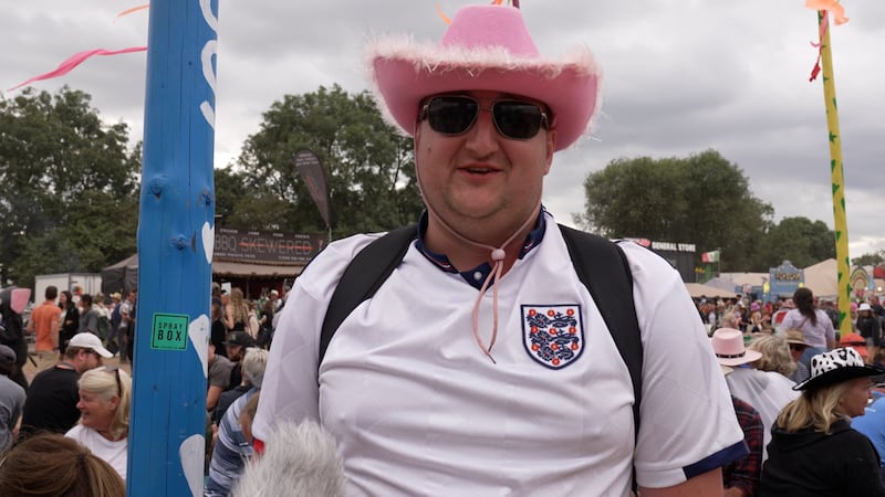 England fan Richard Perrott said it was ‘very hard’ to follow the Euro 2024 game while at Glastonbury