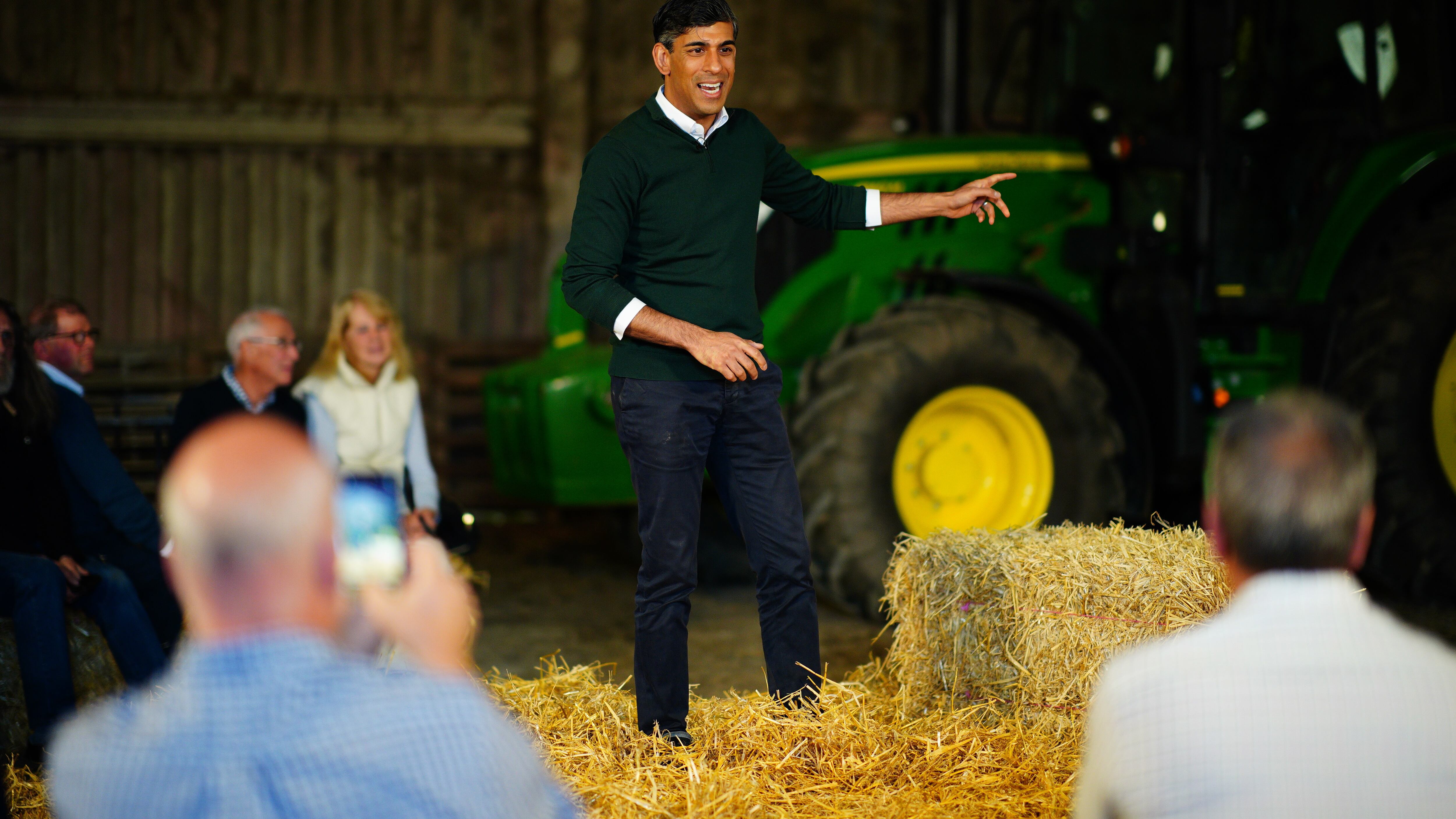 Prime Minister Rishi Sunak hosts a Q&A session during a visit to a farm in Devon, while on the General Election campaign trail