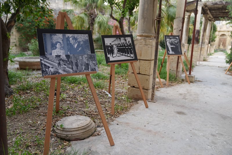 Photos of the late Queen and Prince Philip were on display at the villa