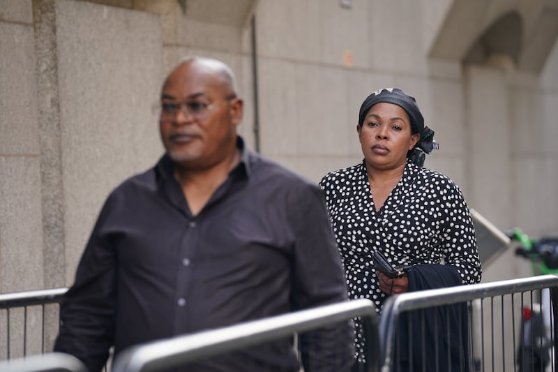 Mr Kaba’s parents Prosper Kaba and Helen Lumuanganu, outside the Old Bailey in London