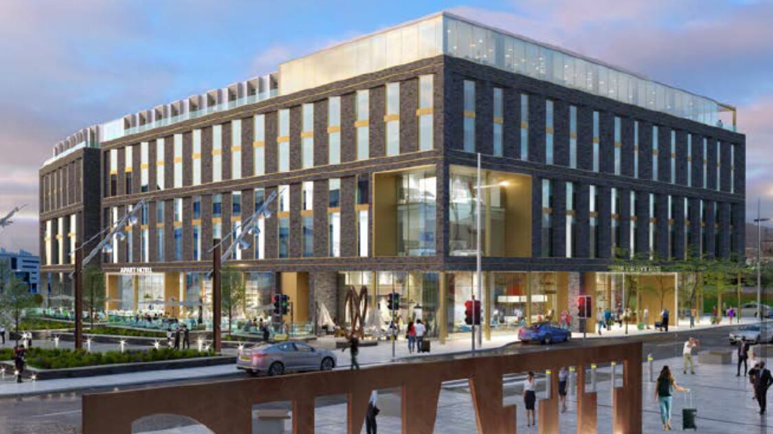 An artist’s impression of the new hotel planned for the Titanic Quarter in Belfast