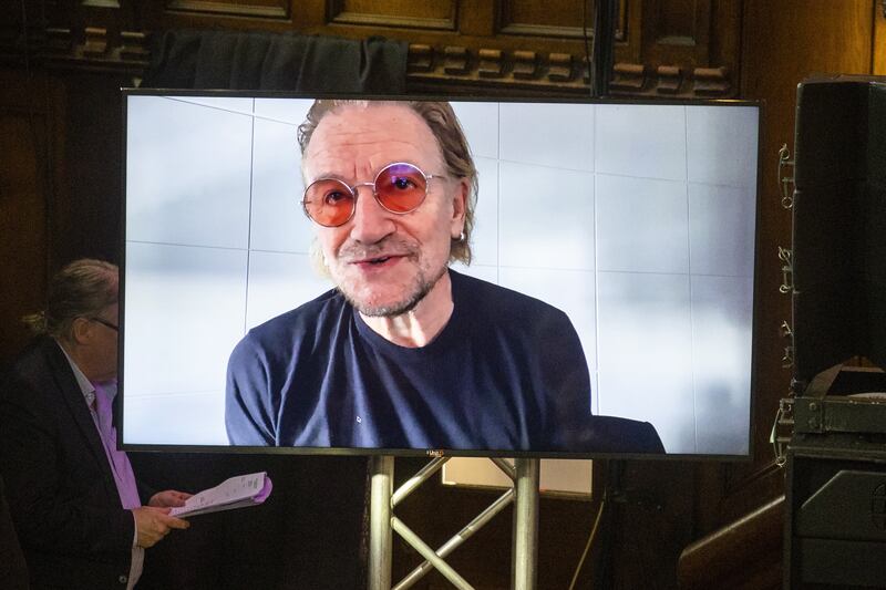 A pre recorded video of Bono 
