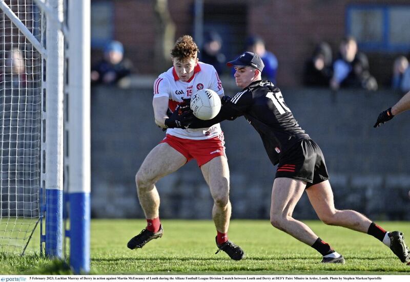 Lachlan Murray (left) added Derry's second goal in their 3-12 to 0-8 win over Fermanagh.