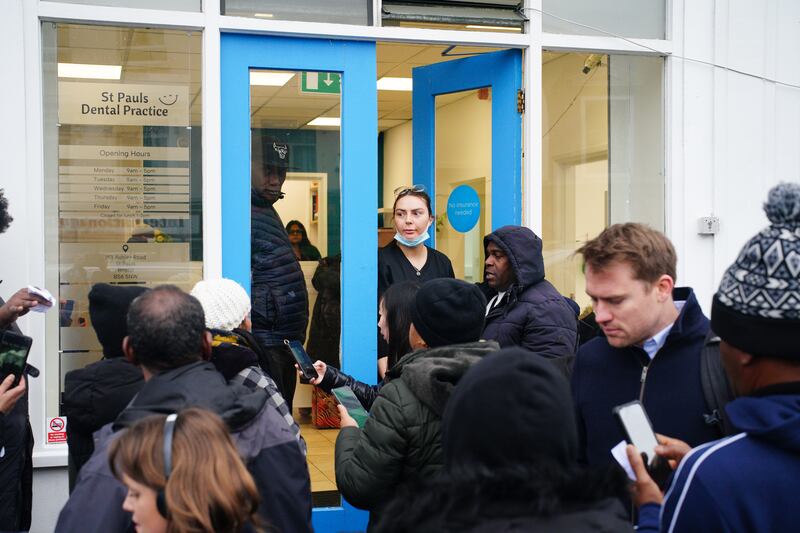 Huge queues of people waiting outside St Paul’s Dental Practice in Bristol