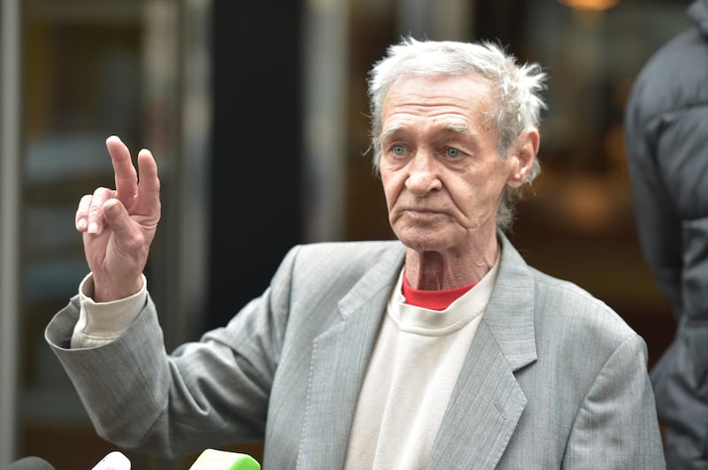 Paddy Hill, one of the Birmingham Six who were wrongly convicted of the Birmingham pub bombings, outside Council House in Solihull where it was announced that fresh inquests were to be held into the deaths of 21 people in the bombings after years of campaigning by victims’ relatives