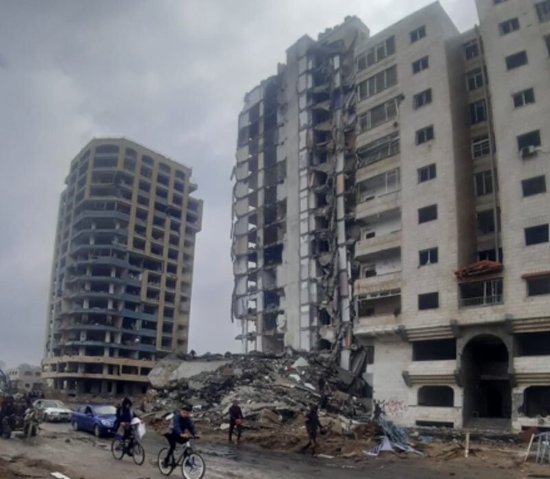 Remains of Dr Mona El-Farra’s home in Gaza City