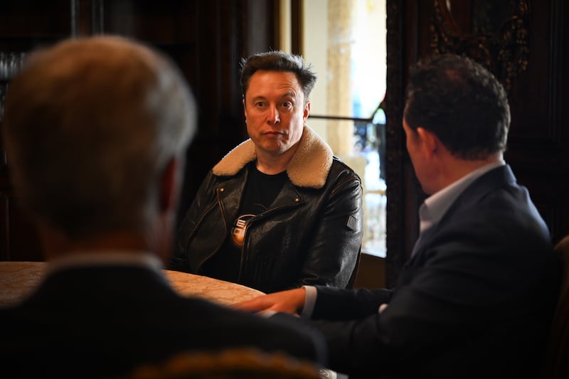 Elon Musk during the Mar-a-Lago meeting with Nigel Farage and Reform treasurer Nick Candy