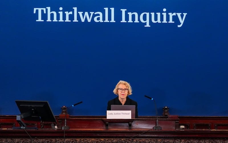 Chairwoman of the inquiry Lady Justice Thirlwall at Liverpool Town Hall