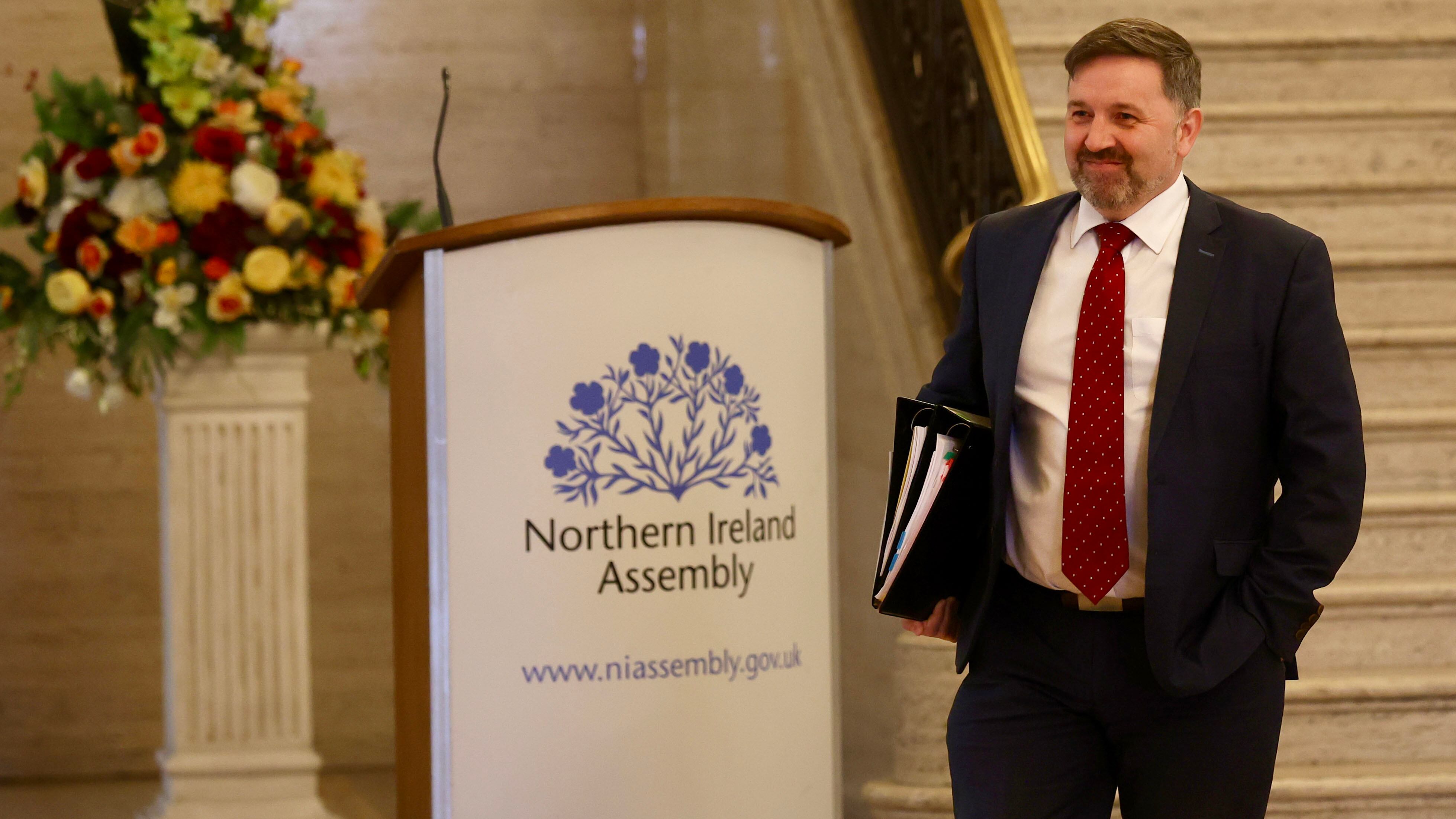Robin Swann on his last day as Health Minister at Stormont on Tuesday.
PIC COLM LENAGHAN