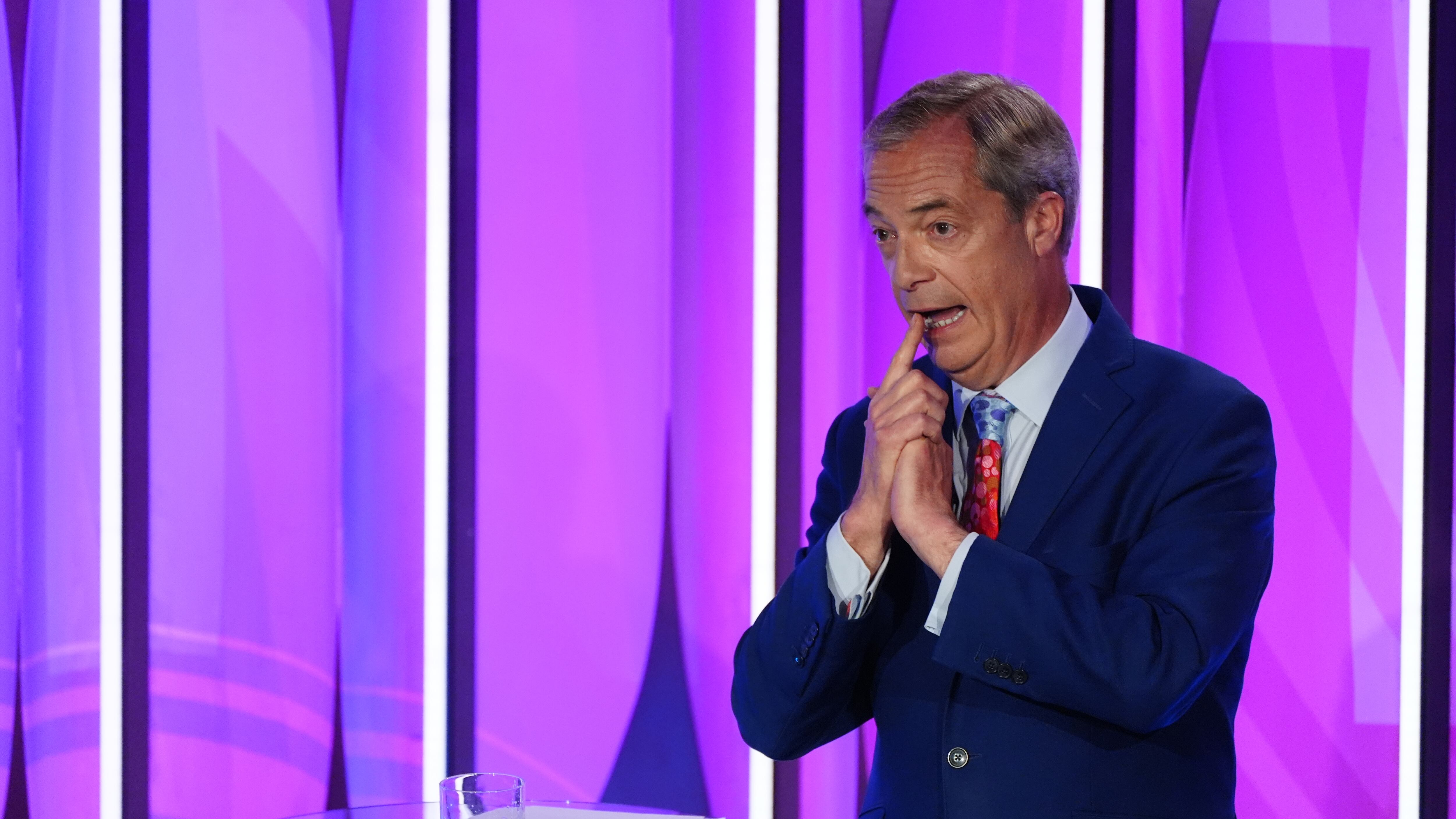 Reform UK Leader Nigel Farage speaking during a BBC Question Time Leaders’ Special at the Midlands Arts Centre in Birmingham. Picture date: Friday June 28, 2024.
