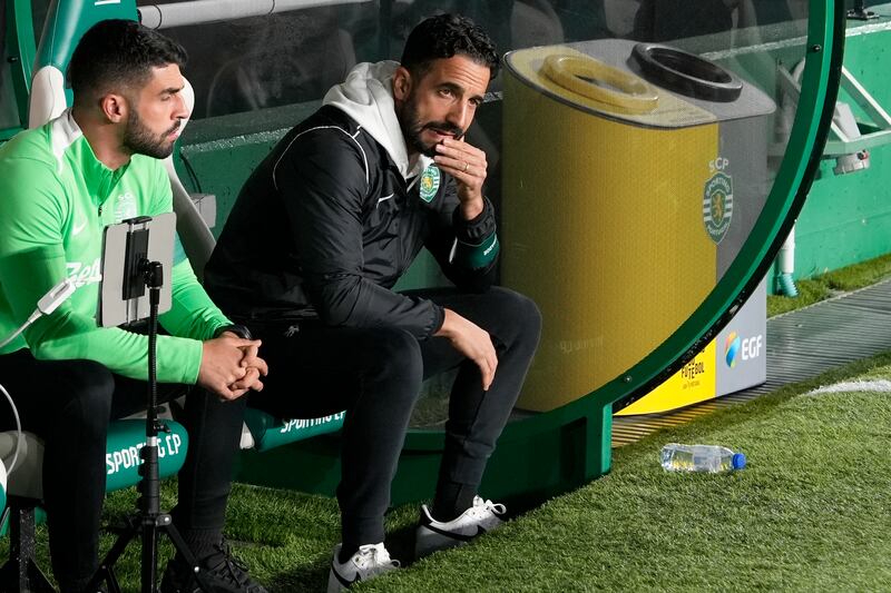 Ruben Amorim was in the Sporting dugout on Tuesday night (Ana Brigida/AP)