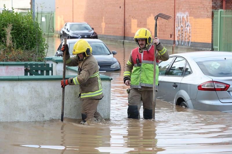 Pastor Paul Gray from Crosspoint Community Church in Dundonald said that fire services were getting the water 'under control'. 
PICTURE: Mal McCann