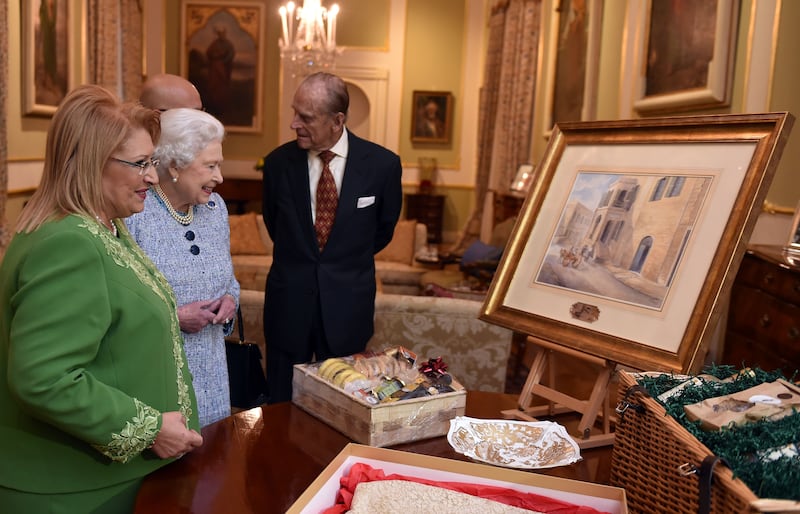 The late Queen and Philip were presented with a painting of the villa while visiting Malta in 2015