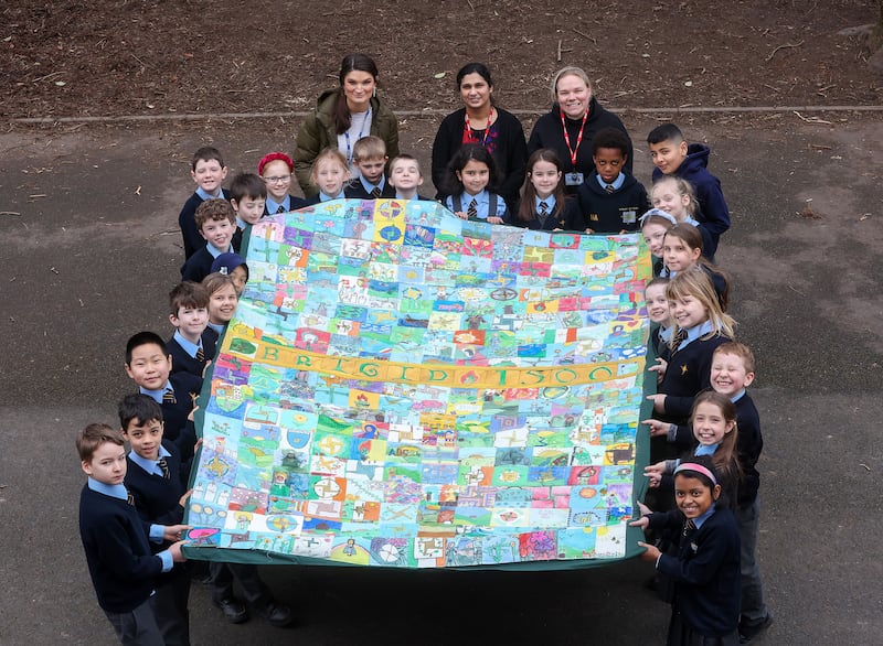 Pupils from St Brides in south Belfast take part in St Brigid's Cross activities marking the feast day of the Irish Saint. PICTURE: MAL MCCANN