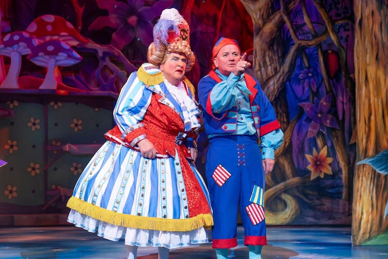 May McFettridge and Paddy Jenkins on the Grand Opera House stage in The Pantomime Adventures of Peter Pan