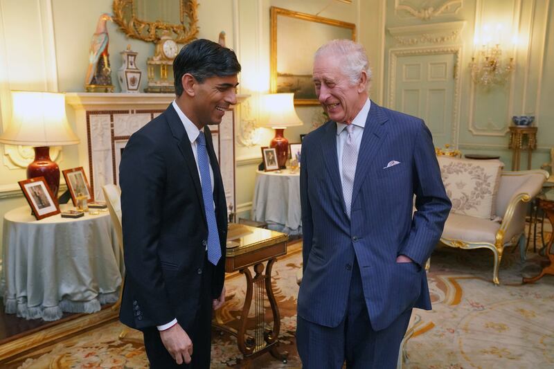 The pair chat at Buckingham Palace