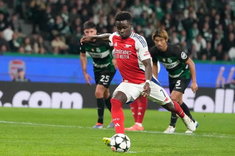 Bukayo Saka was on target for Arsenal (Armando Franca/AP)