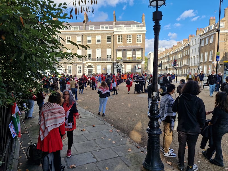 Many of those gathered chanted ‘free, free Palestine’