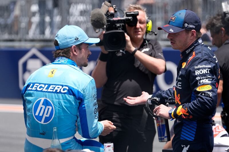 Charles Leclerc will line up behind Max Verstappen on the grid (AP Photo/Lynne Sladky)