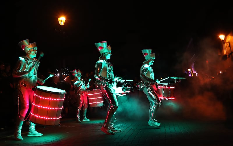 The Halloween festivities have began in Derry city. Tens of thousands are expected to visit the city for the Awakening The Walled City trail that continues until Wednesday night and the spectacular fireworks and carnival parade on Thursday night. Pictures Margaret McLaughlin 29-10-2024