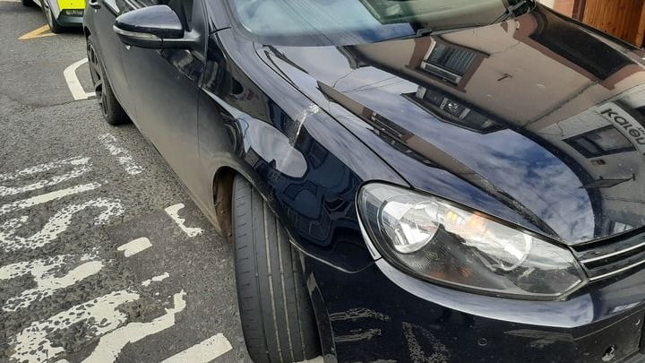A car stopped by police in Ballynahinch on Sunday. PICTURE: PSNI
