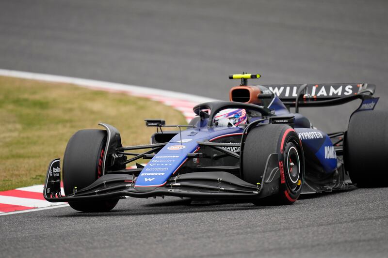 Williams driver Logan Sargeant took to the track following an accident on Friday. (Hiro Komae/AP)