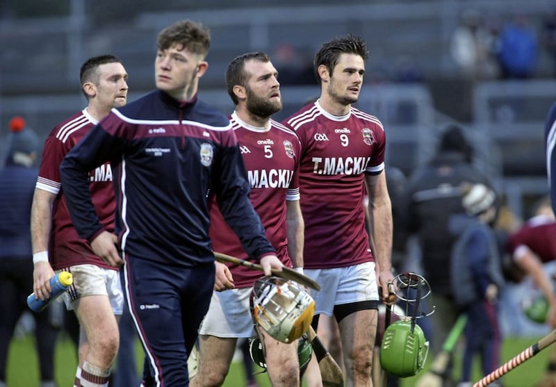 Slaughtneil captain Chrissy McKaigue leaves the field after Sunday&#39;s All-Ireland semi-final defeat to Kilkenny champions Ballyhale Shamrocks. Picture by Seamus Loughran 