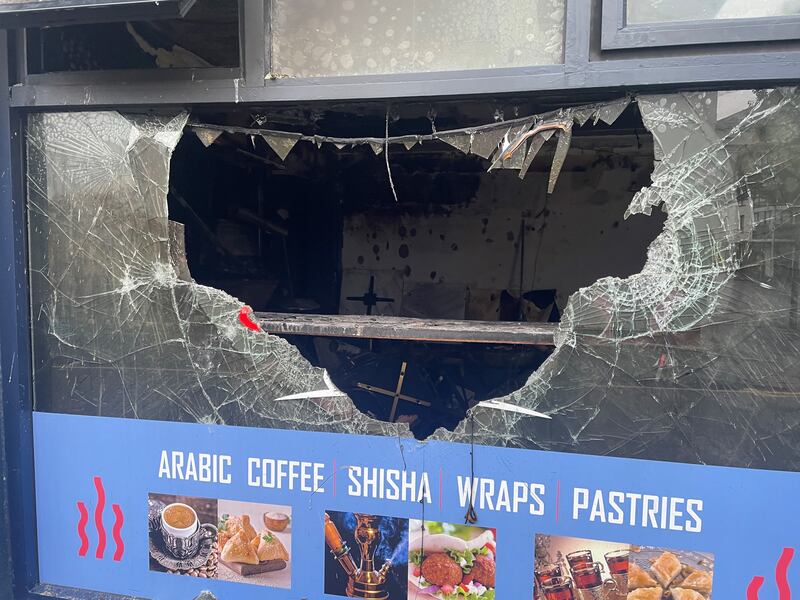 A cafe on Donegall Road in south Belfast which was attacked at the weekend