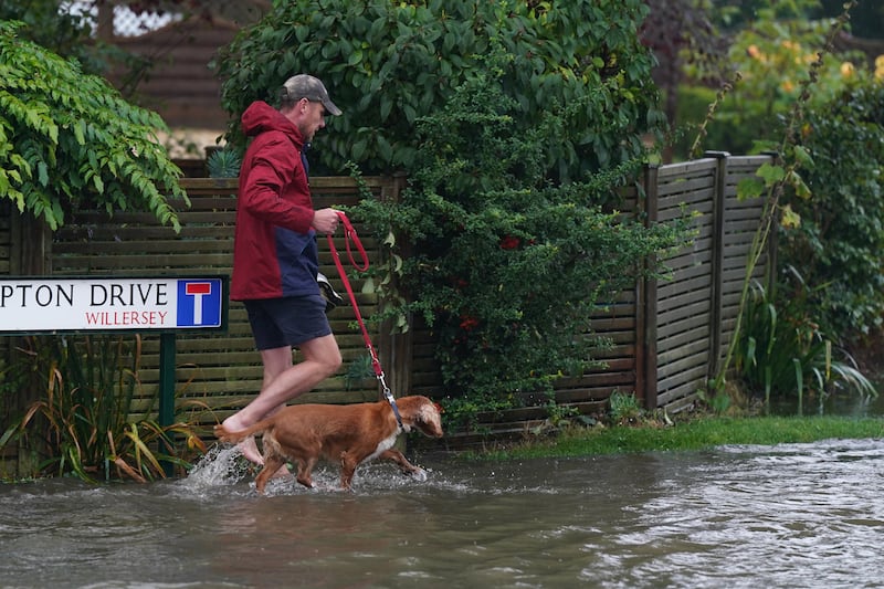 Frampton Drive, in Willersley village, Gloucestershire was also hit by flooding