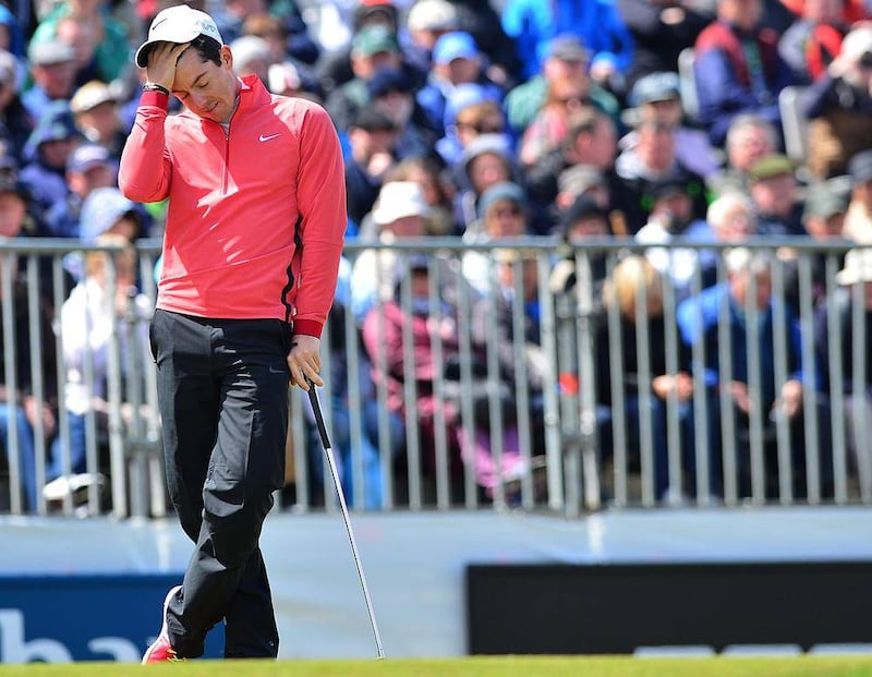 Rory McIlroy feels the strain of a poor first day on the course at the Irish Open at Royal County Down on Thursday Picture: Pacemaker 