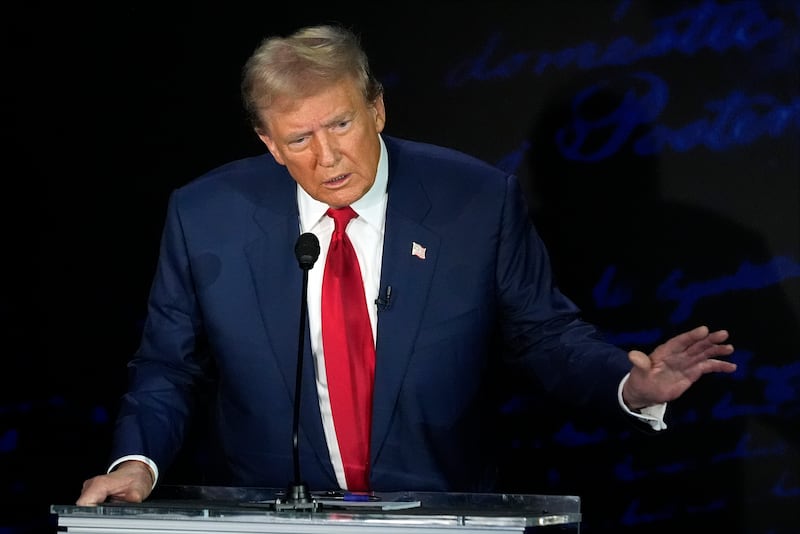 Republican presidential nominee former President Donald Trump speaks during the debate (Alex Brandon/AP)