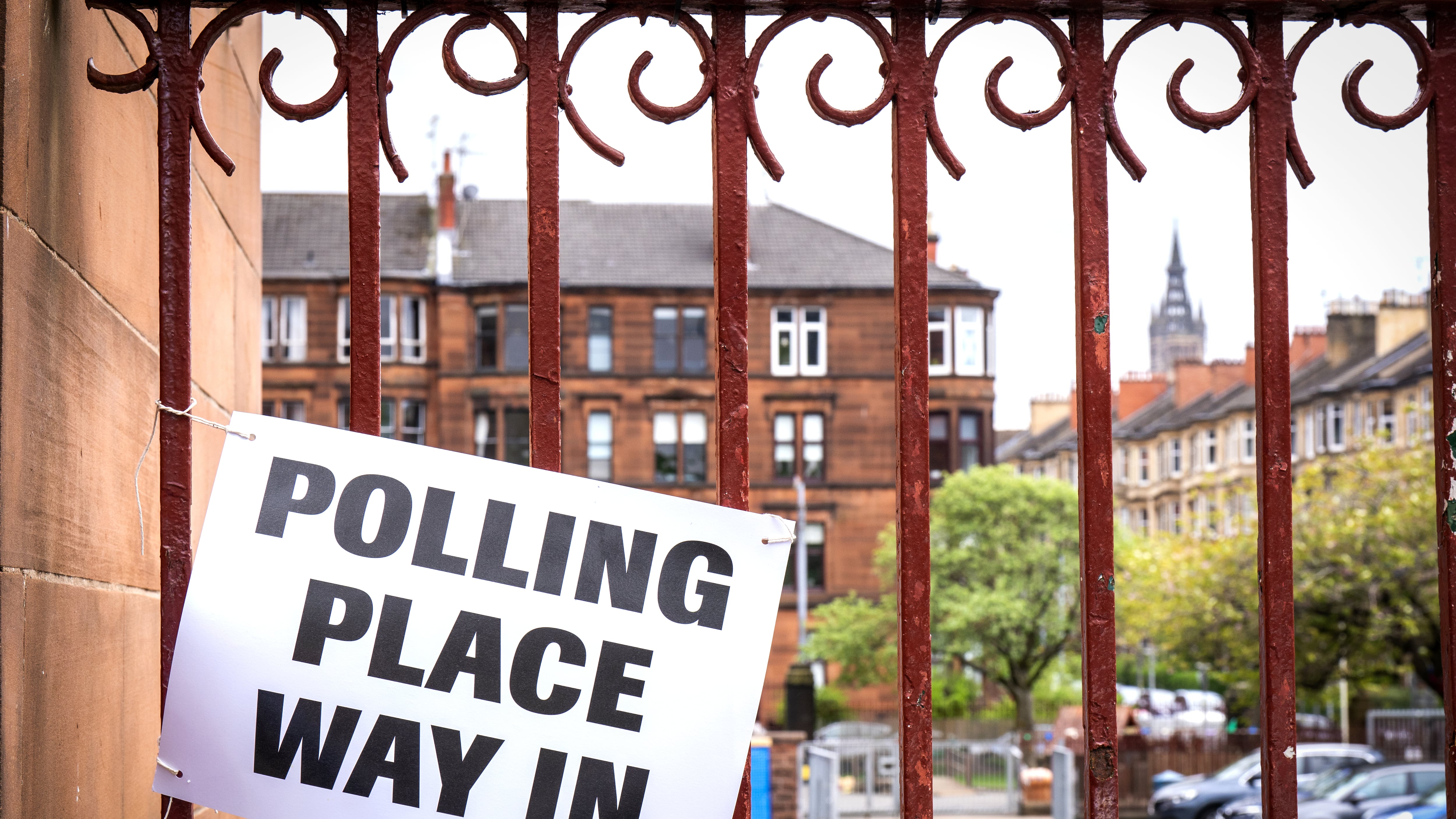 The posters were displayed at a polling station in Glasgow
