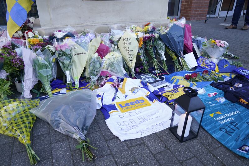 Tributes were left at Headingley Stadium in Leeds following the announcement of Rob Burrow’s death