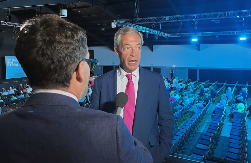 Reform UK Leader Nigel Farage before addressing a meeting at Rainton Arena in Houghton-le-Spring