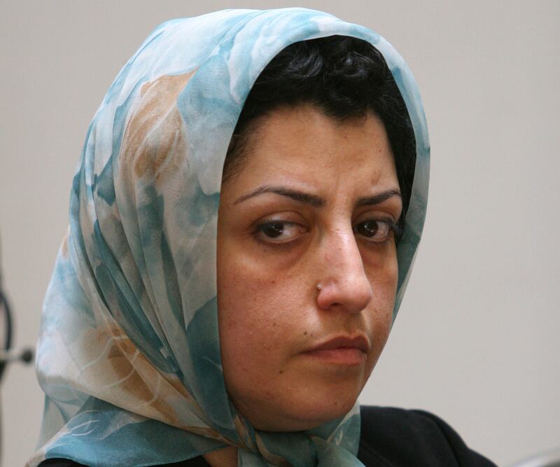 Prominent Iranian human rights activist Narges Mohammadi was sentenced to more than 13 years in prison on collusion and propaganda charges (AP Photo/Vahid Salemi, File)