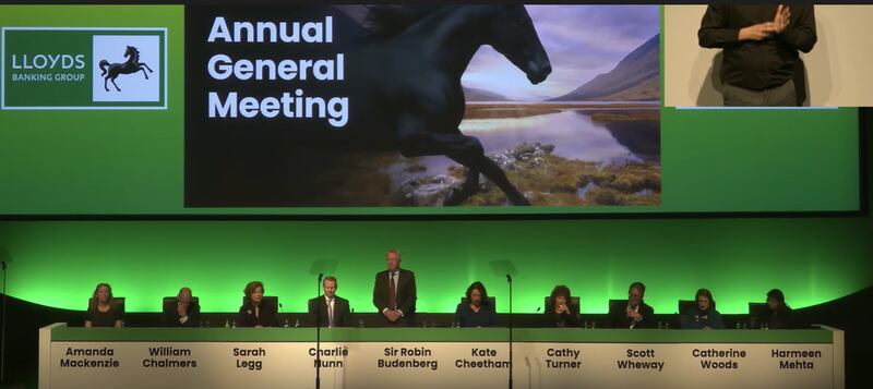 Lloyd’s Banking Group’s AGM in Glasgow was disrupted by protesters on Thursday morning.