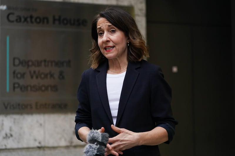 Work and Pensions Secretary Liz Kendall speaking to the media outside the Department for Work and Pensions in Westminster, London, after she announced that women affected by changes to the state pension age will not receive compensation