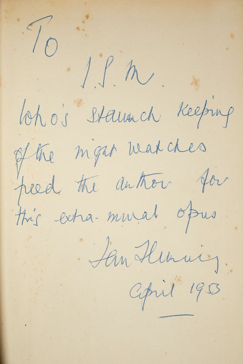 Ian Fleming’s inscription to his former editor