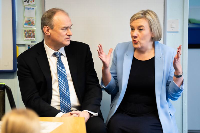 Liberal Democrat leader Sir Ed Davey and MP Lisa Smart