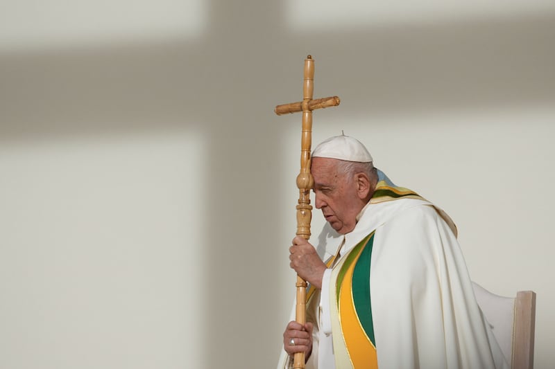 Pope Francis presides over Sunday mass at King Baudouin Stadium in Brussels (Andrew Medichini/AP)