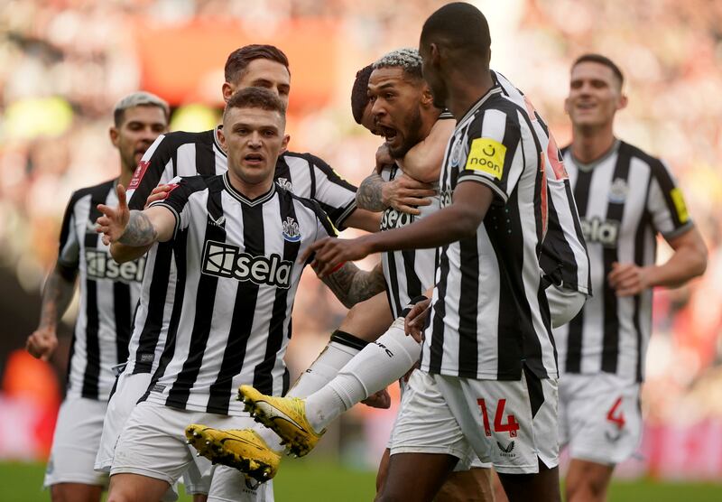 Newcastle’s Joelinton (second right) has been a huge miss through injury