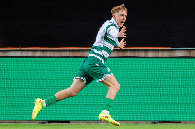 Teenager Michael Noonan struck what could prove a priceless goal for Shamrock Rovers in their Conference League play-off against Molde (Svein Ove Ekornesvag/NTB Scanpix via AP)