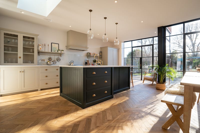 This luxury Victorian home extension showcases a stylish open-plan kitchen