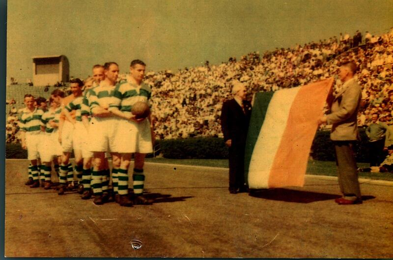 Belfast Celtic players walked behind the Irish tri-colour at an earlier game in the tour, causing controversy in some quarters