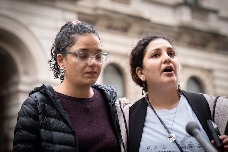 Alaa Abd El-Fattah’s sister Sanaa Seif, left, said her brother was ‘so hurt’ to hear the Prime Minister had met the Egyptian president and not talked about his case